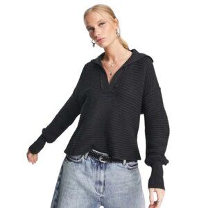 Free People Marlie deep v ribbed sweater